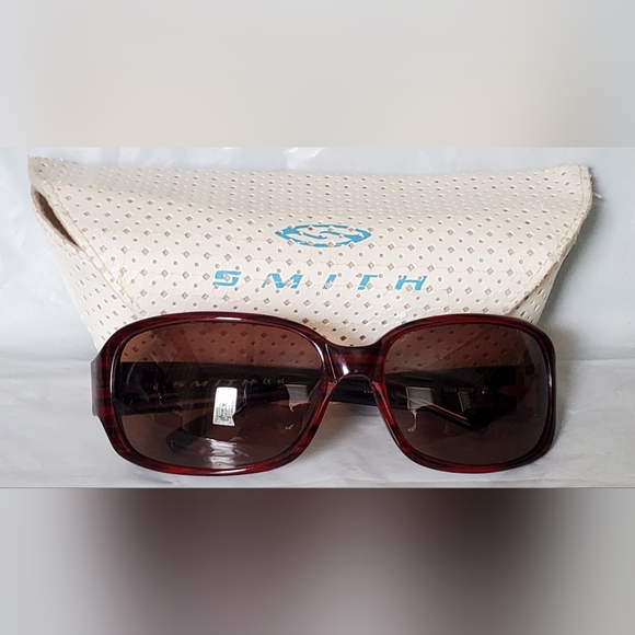 Smith Optics Audrey Horn Brown Plastic Rectangle Wrap Sunglasses w/ Case - EUC - Picture 1 of 9